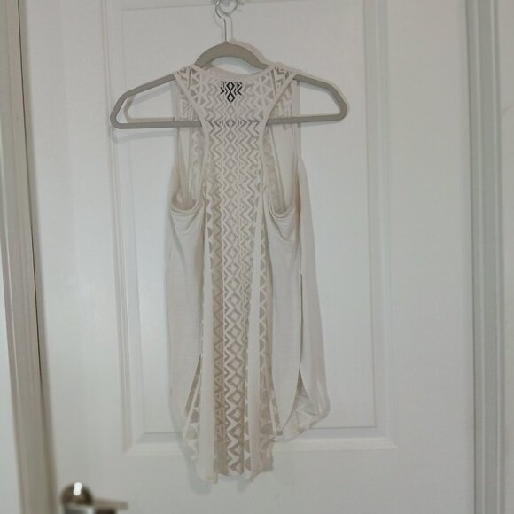 Mossimo Tank Top Ivory Sheer Women’s Size XS Cream Geometric Pattern Blouse - Picture 4 of 10